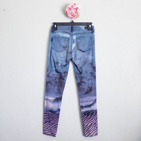 ‎Paige Airbrushed Starry Night Zebra Print Skinny Jeans - Picture 6 of 6